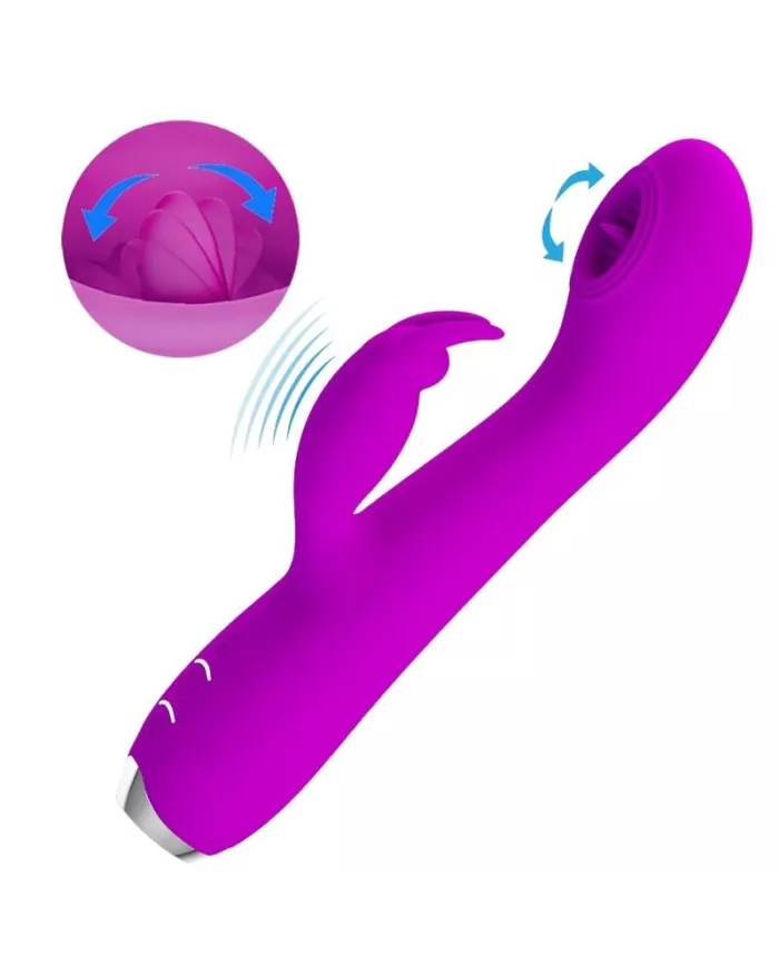 PRETTY LOVE - VIBRATEUR RECHARGEABLE RACHEL AVEC ONDES STIMULANTES VIOLET