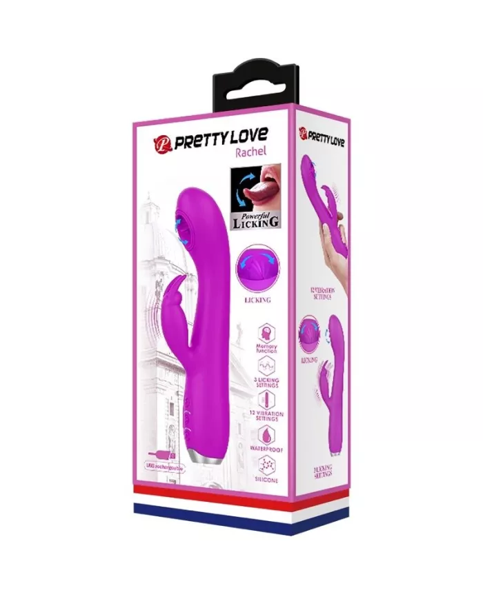 PRETTY LOVE - VIBRATEUR RECHARGEABLE RACHEL AVEC ONDES STIMULANTES VIOLET