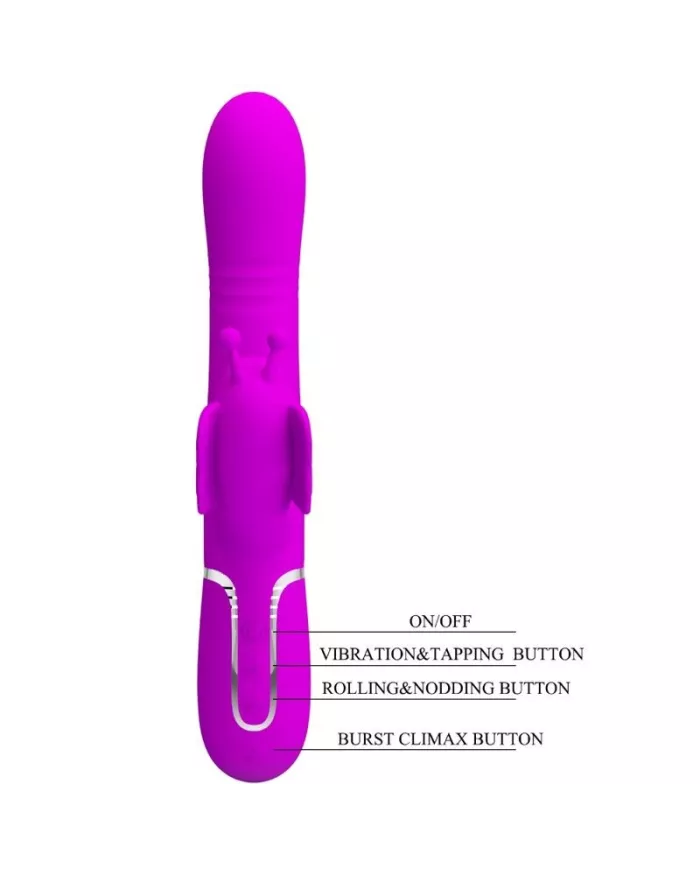 PRETTY LOVE - VIBRATEUR MULTIFONCTION LAPIN 4 EN 1 PAPILLON FUCHSIA