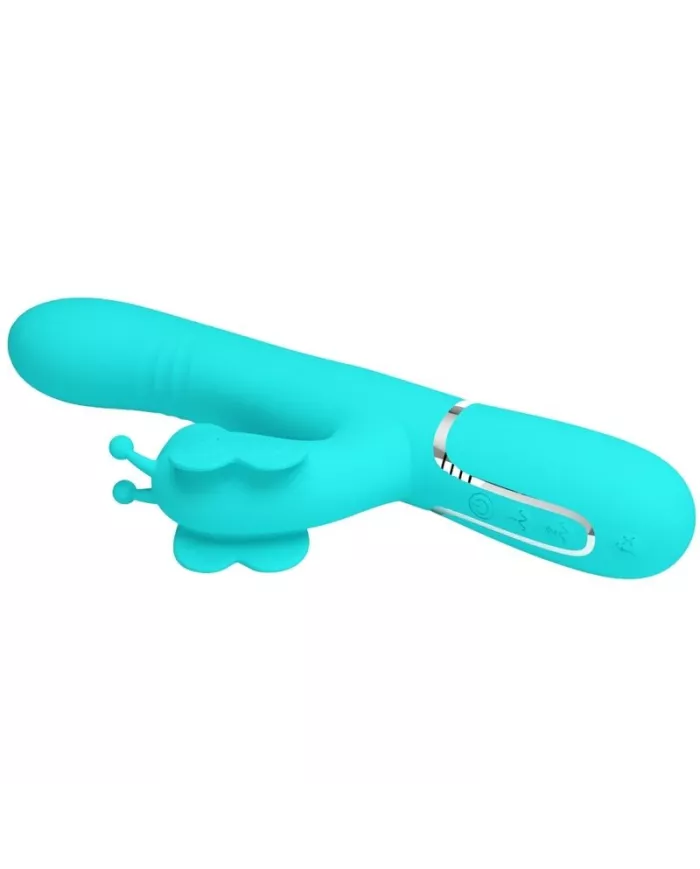 PRETTY LOVE - VIBRATEUR MULTIFONCTION LAPIN 4 EN 1 PAPILLON AQUA VERT