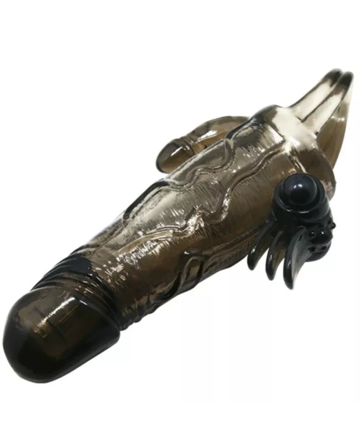 BAILE - COUVRE-PÉNIS BRAVE MAN AVEC STIMULATION CLITO ET ANAL DOUBLE BULLET NOIR 16.5 CM BAILE - COUVRE-PÉNIS BRAVE MAN AVEC STIMULATION CLITO ET ANAL DOUBLE BULLET NOIR 16.5 CM