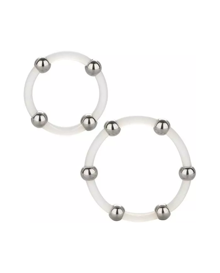 CALEXOTICS - ENSEMBLE DE BAGUES EN SILICONE PERLÉES EN ACIER CALEXOTICS - ENSEMBLE DE BAGUES EN SILICONE PERLÉES EN ACIER