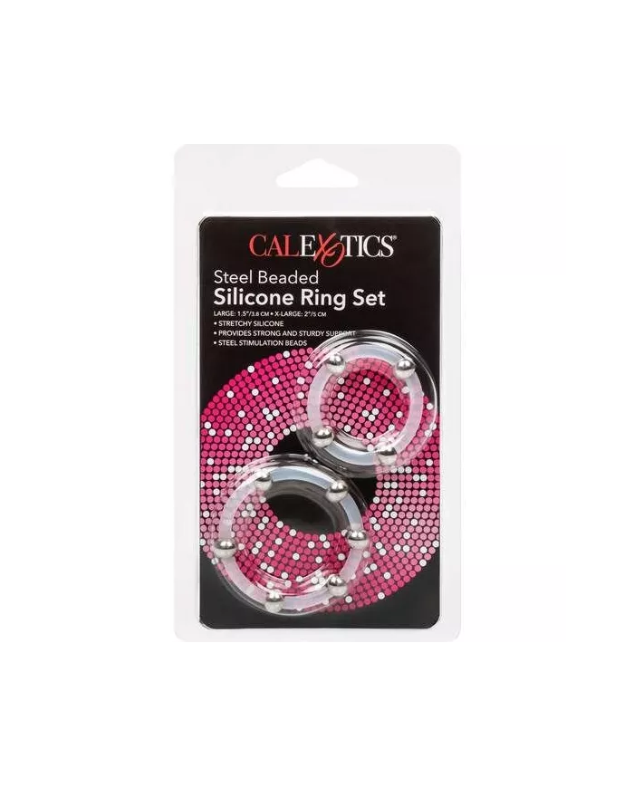 CALEXOTICS - ENSEMBLE DE BAGUES EN SILICONE PERLÉES EN ACIER CALEXOTICS - ENSEMBLE DE BAGUES EN SILICONE PERLÉES EN ACIER