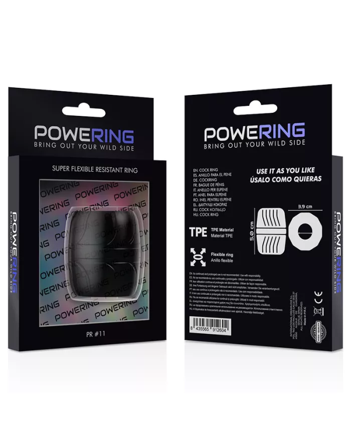 POWERING - ANNEAU PÉNIS SUPER FLEXIBLE ET RÉSISTANT 5 CM PR11 NOIR