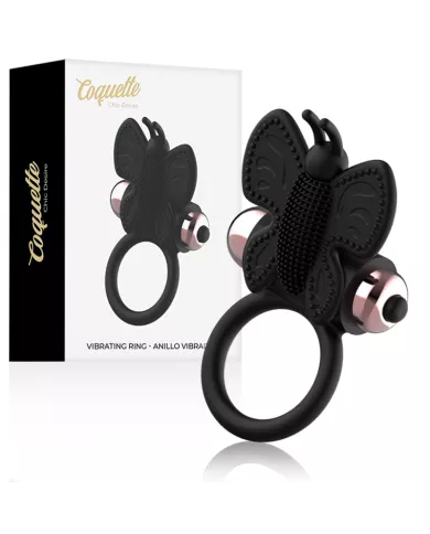 COQUETTE CHIC DESIRE - COCKRING PAPILLON AVEC VIBRATEUR NOIR/ OR