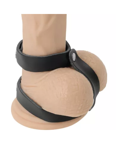 DARKNESS - ANNEAU DE PÉNIS ET TESTICULES RÉGLABLE EN CUIR