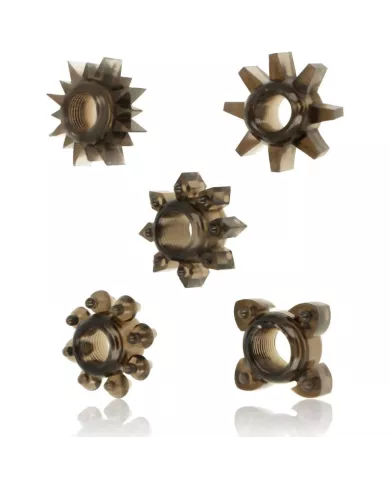 OHMAMA - LOT DE 5 ANNEAUX TESTICULES ET PÉNIS EN SILICONE