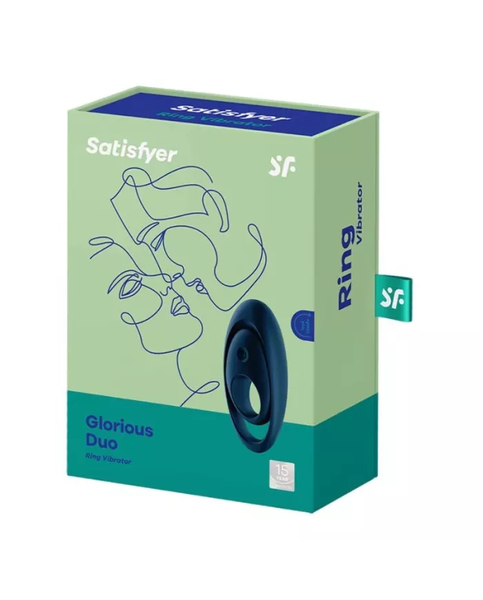 SATISFYER - VIBRATEUR  ANNEAU GLORIOUS DUO BLEU