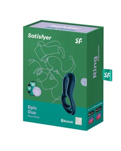 SATISFYER - APPLICATION EPIC DUO RING VIBRATOR BLEU