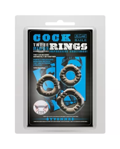 BAILE - COCK RINGS YVONNE ENSEMBLE 3 ANNEAUX PÉNIS