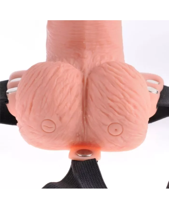 FETISH FANTASY SERIES - HARNAIS RÉGLABLE TÉLÉCOMMANDE PÉNIS RÉALISTE AVEC TESTICULES RECHARGEABLES ET VIBRATEUR 15 CM