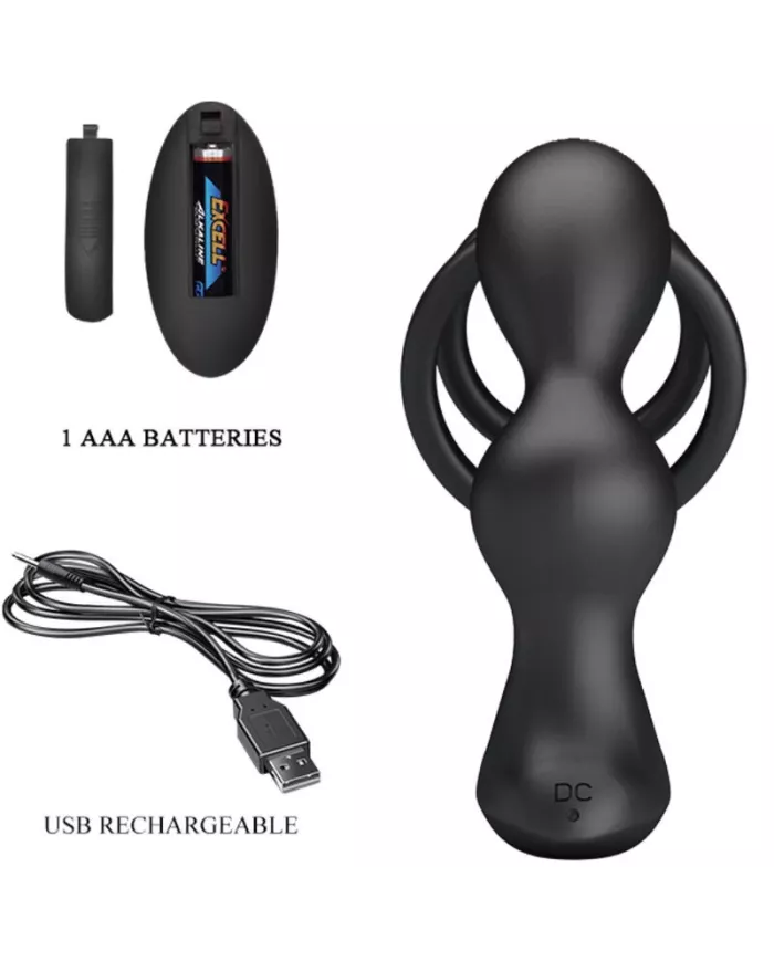 PRETTY LOVE - ANNEAU PÉNIS MARSHALL AVEC PLUG ANAL VIBRANT AVEC TÉLÉCOMMANDE