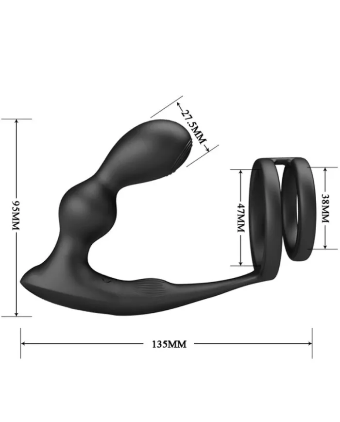 PRETTY LOVE - ANNEAU PÉNIS MARSHALL AVEC PLUG ANAL VIBRANT AVEC TÉLÉCOMMANDE