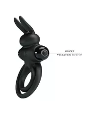 PRETTY LOVE - ANNEAU DE LAPIN VIBRATOR III POUR PÉNIS NOIR