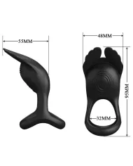 PRETTY LOVE - SILAS ANNEAU PÉNIS VIBRANT 7 VIBRATIONS SILICONE NOIR