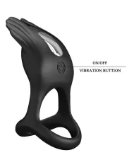 PRETTY LOVE - SILAS ANNEAU PÉNIS VIBRANT 7 VIBRATIONS SILICONE NOIR