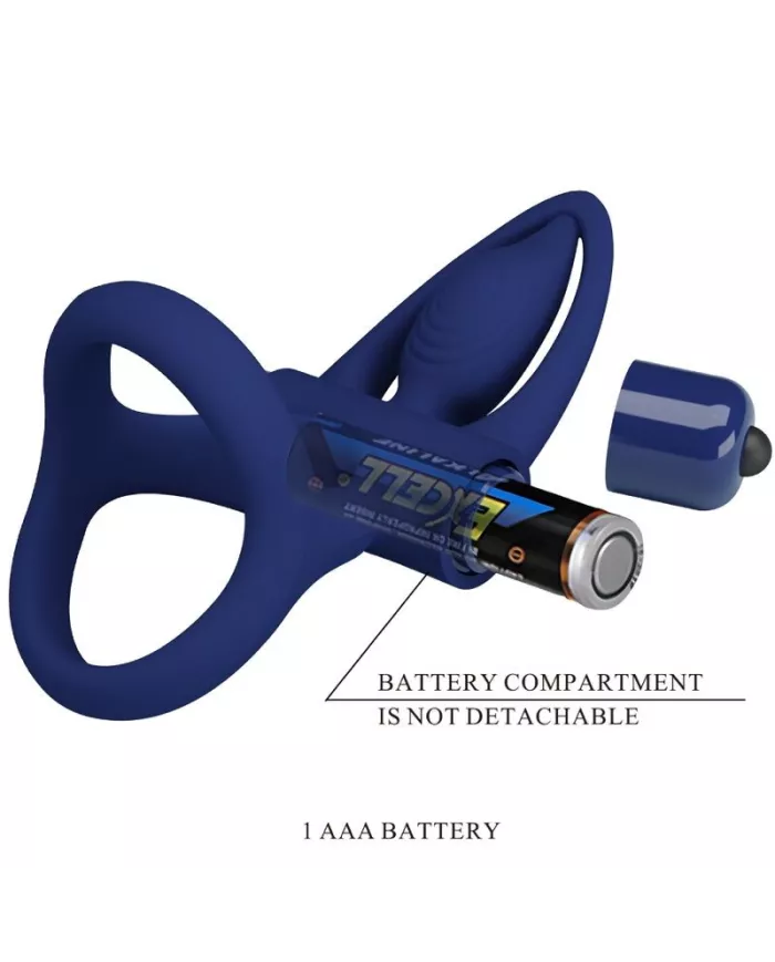 PRETTY LOVE - MAT DOUBLE ANNEAU AVEC VIBRATION & STIMULATEUR BLEU PRETTY LOVE - MAT DOUBLE ANNEAU AVEC VIBRATION & STIMULATEUR BLEU