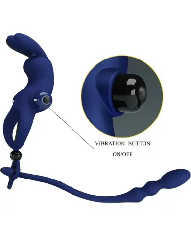 PRETTY LOVE - AYAD ANNEAU VIBRATEUR LAPIN AVEC PLUG BLEU PRETTY LOVE - AYAD ANNEAU VIBRATEUR LAPIN AVEC PLUG BLEU