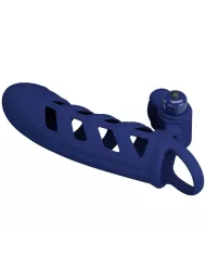 PRETTY LOVE - ALTAF ANNEAU VIBRATEUR AVEC GAINE EN SILICONE BLEU