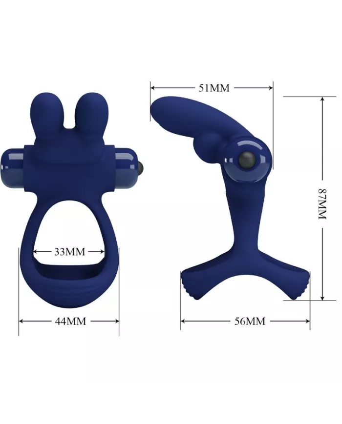 PRETTY LOVE - FRANCISCO DOUBLE ANNEAU VIBRANT LAPIN BLEU PRETTY LOVE - FRANCISCO DOUBLE ANNEAU VIBRANT LAPIN BLEU