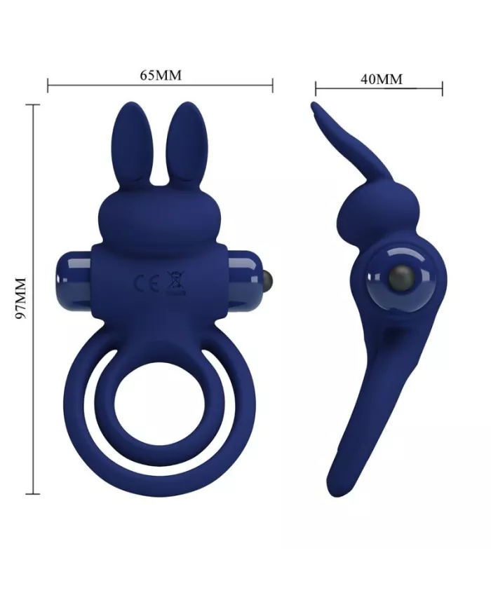 PRETTY LOVE - DAREY DOUBLE ANNEAU VIBRANT LAPIN BLEU PRETTY LOVE - DAREY DOUBLE ANNEAU VIBRANT LAPIN BLEU