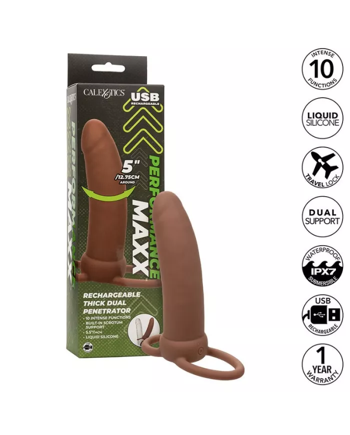 CALEXOTICS - MAXX THICK DOUBLE PÉNÉTRATEUR 10 VIBRATIONS MARRON CALEXOTICS - MAXX THICK DOUBLE PÉNÉTRATEUR 10 VIBRATIONS MARRON