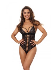 Body string tulle et dentelle noir V-10100 - Axami
