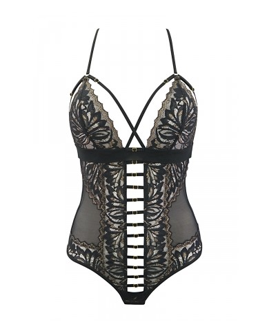 Body string tulle et dentelle noir V-10100 - Axami