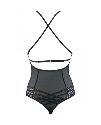 Body string tulle et dentelle noir V-10100 - Axami