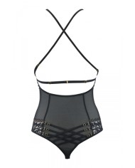 Body string tulle et dentelle noir V-10100 - Axami