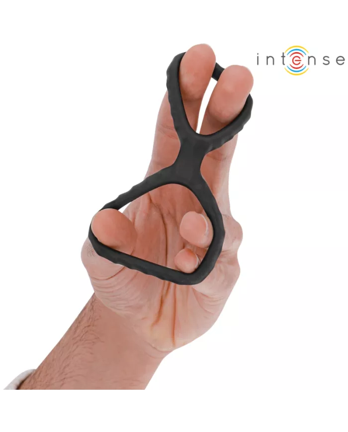 INTENSE - DEWEY ANNEAU PÉNIS DOUBLE SILICONE NOIR MODÈLE 2