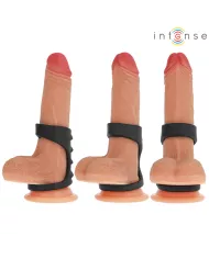 INTENSE - THEO ANNEAU PÉNIS DOUBLE SILICONE NOIR MODÈLE 3