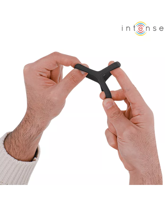 INTENSE - CARSON ANNEAU PÉNIS DOUBLE SILICONE NOIR MODÈLE 4