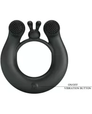 PRETTY LOVE - ANNEAU VIBRANT DAHLIA + STIMULATEUR DE CLITORIS 12 VIBRATIONS NOIR