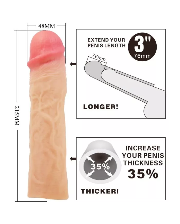 PRETTY LOVE - MANCHON DE PÉNIS DEREK AVEC EXTENSION DE 7,6 CM DE CHAIR PRETTY LOVE - MANCHON DE PÉNIS DEREK AVEC EXTENSION DE 7,6 CM DE CHAIR