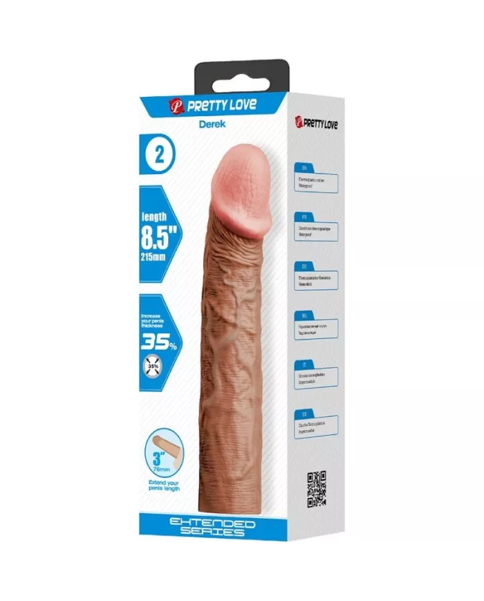 PRETTY LOVE - MANCHON DE PÉNIS DEREK AVEC EXTENSION DE 7,6 CM MULÂTRE PRETTY LOVE - MANCHON DE PÉNIS DEREK AVEC EXTENSION DE 7,6 CM MULÂTRE