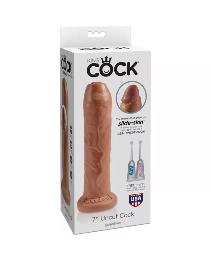 KING COCK - PÉNIS RÉALISTE NON COUPÉ 17.8 CM CARAMEL
