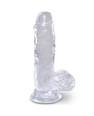 KING COCK - CLEAR PÉNIS RÉALISTE AVEC BOULES 10.1 CM TRANSPARENT
