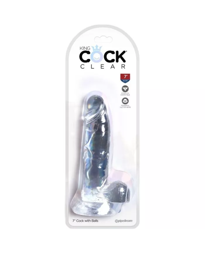 KING COCK - CLEAR PÉNIS RÉALISTE AVEC BOULES 15.2 CM TRANSPARENT