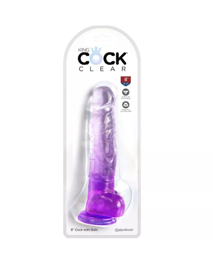 KING COCK - CLEAR PÉNIS RÉALISTE AVEC BOULES 16.5 CM VIOLET