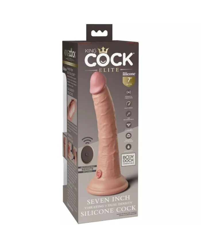KING COCK - ELITE VIBRATEUR GODE RÉALISTE & TÉLÉCOMMANDE EN SILICONE 17.8 CM