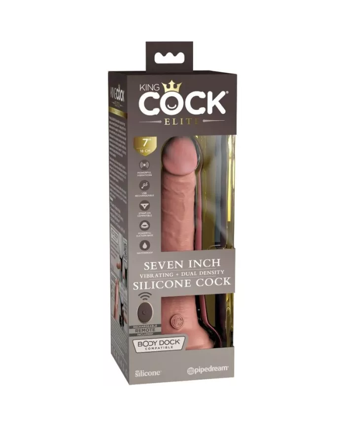 KING COCK - ELITE VIBRATEUR GODE RÉALISTE & TÉLÉCOMMANDE EN SILICONE 17.8 CM