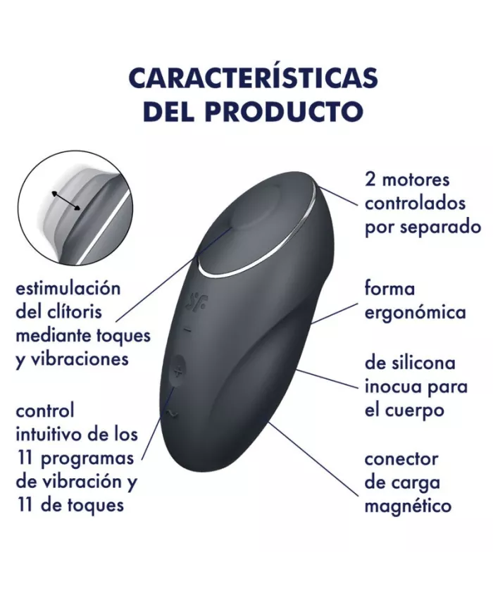 SATISFYER - TAP & CLIMAX 1 VIBRATEUR LAY-ON NOIR SATISFYER - TAP & CLIMAX 1 VIBRATEUR LAY-ON NOIR