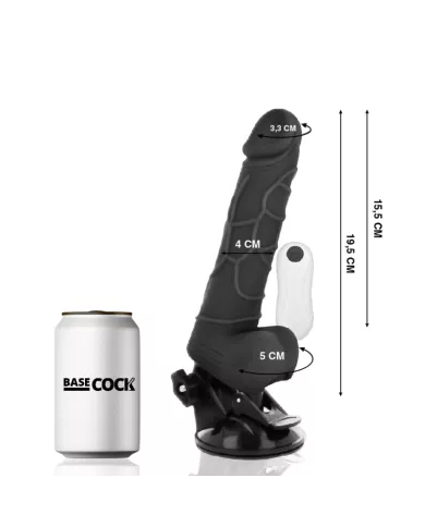 BASECOCK - VIBRATEUR RÉALISTE TÉLÉCOMMANDE NOIR AVEC TESTICULES 19.5 CM -O- 4 CM BASECOCK - VIBRATEUR RÉALISTE TÉLÉCOMMANDE NOIR AVEC TESTICULES 19.5 CM -O- 4 CM