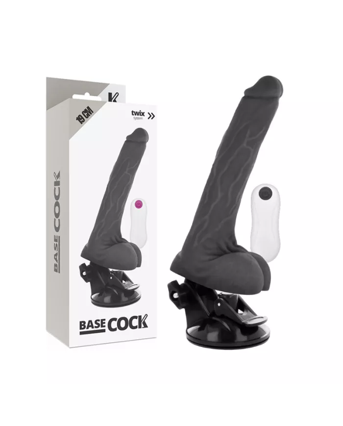 BASECOCK - VIBRATEUR RÉALISTE TÉLÉCOMMANDE NOIR 19 CM -O- 4 CM