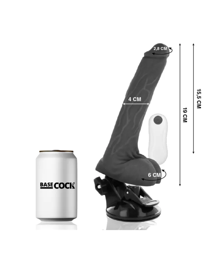 BASECOCK - VIBRATEUR RÉALISTE TÉLÉCOMMANDE NOIR 19 CM -O- 4 CM
