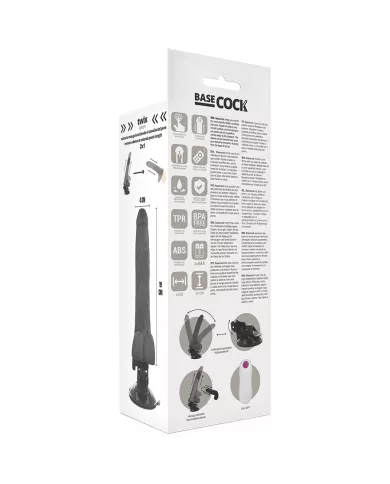 BASECOCK - VIBRATEUR RÉALISTE TÉLÉCOMMANDE NOIR 19 CM -O- 4 CM BASECOCK - VIBRATEUR RÉALISTE TÉLÉCOMMANDE NOIR 19 CM -O- 4 CM