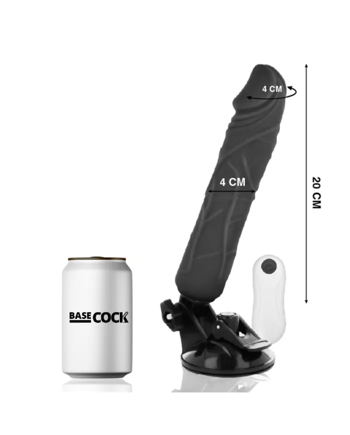 BASECOCK - VIBRATEUR RÉALISTE TÉLÉCOMMANDE NOIR 20 CM -O- 4 CM
