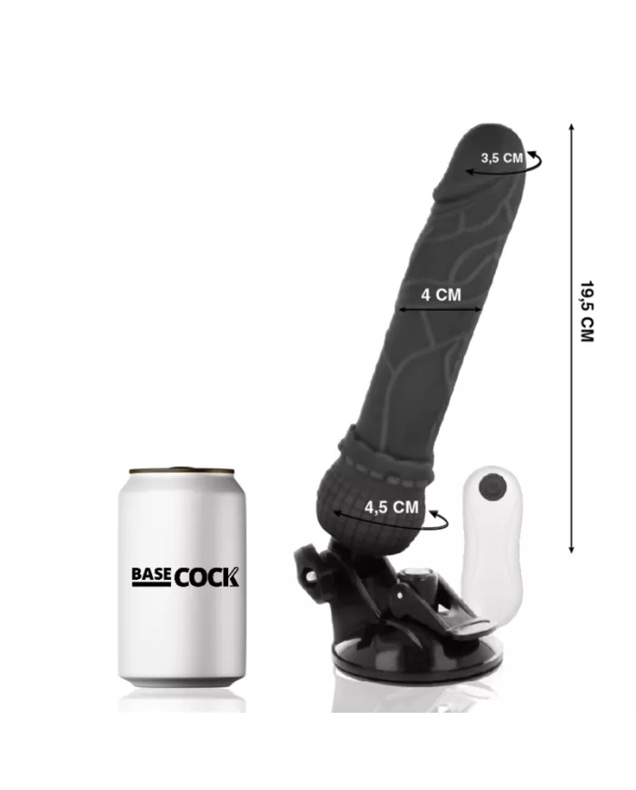 BASECOCK - VIBRATEUR RÉALISTE TÉLÉCOMMANDE NOIR 19.5 CM -O- 4 CM