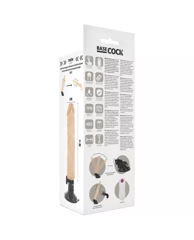 BASECOCK - VIBRATEUR RÉALISTE TÉLÉCOMMANDE NATUREL 21 CM -O- 4 CM BASECOCK - VIBRATEUR RÉALISTE TÉLÉCOMMANDE NATUREL 21 CM -O- 4 CM